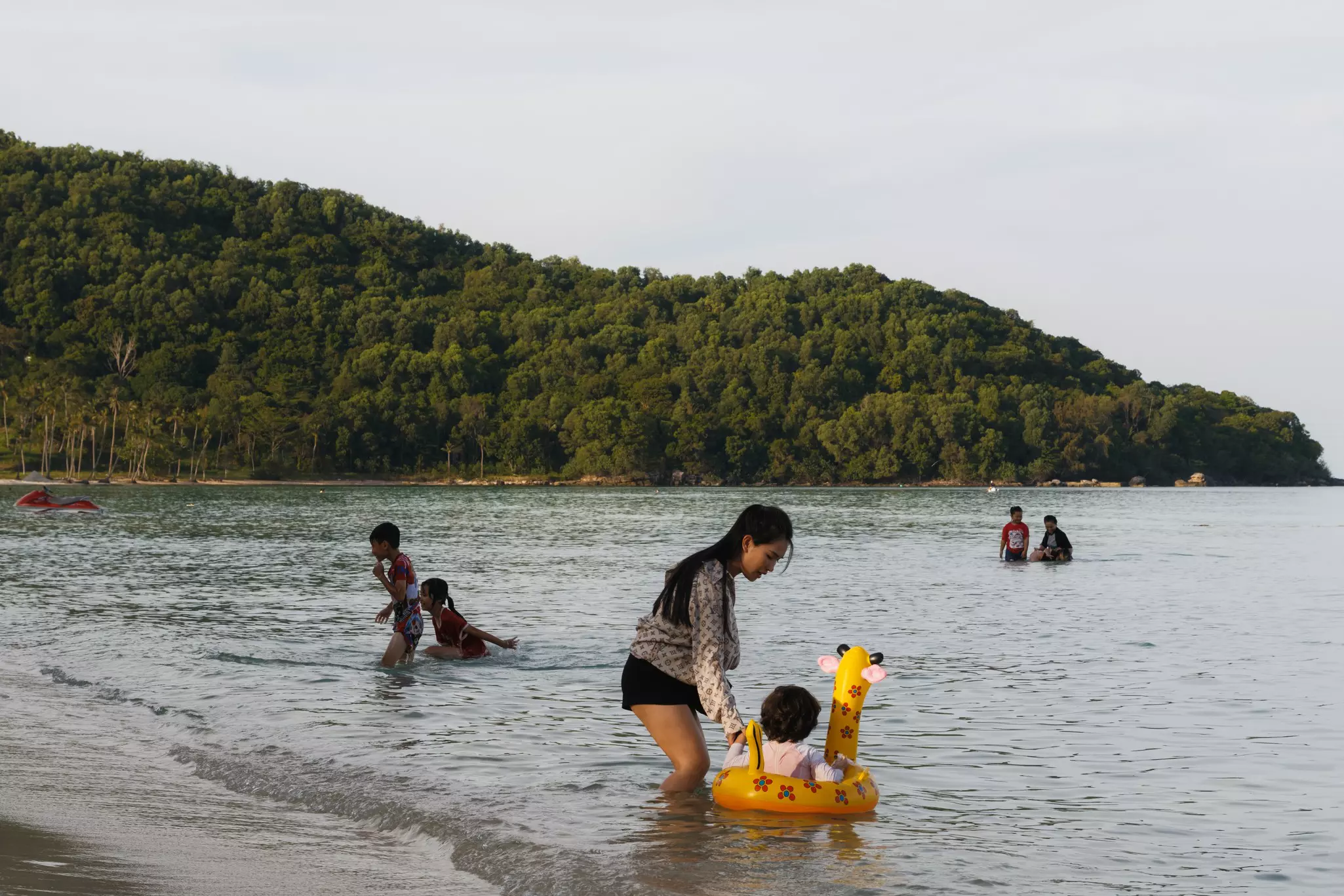 Familes on a beach in Vietnam