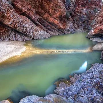 Overhead view of Simpsons Gap, Northern Territory, Australia