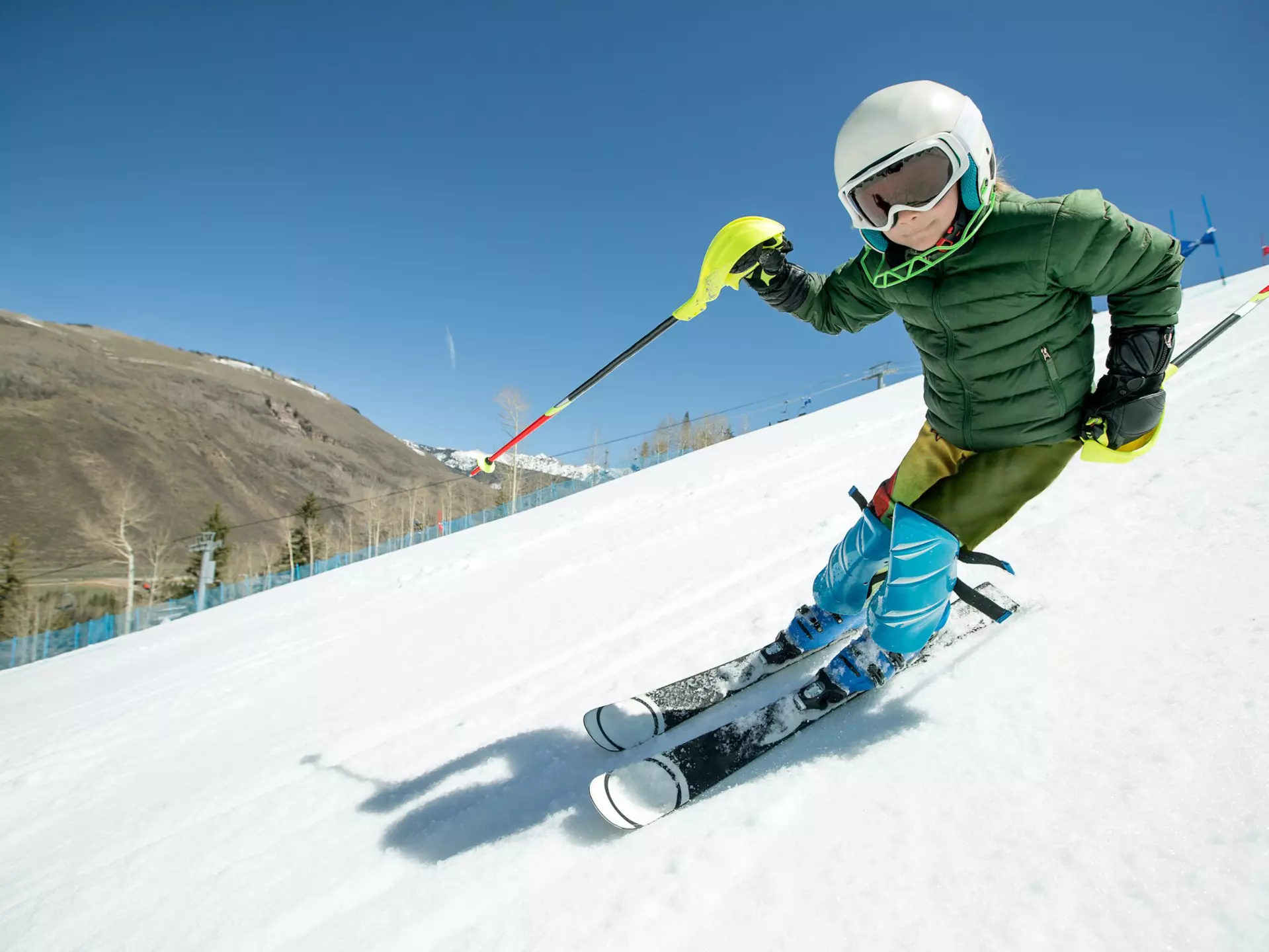 A young skier on a slope in Vail, Colorado
690866659
Focus, Determination, Speed, Action