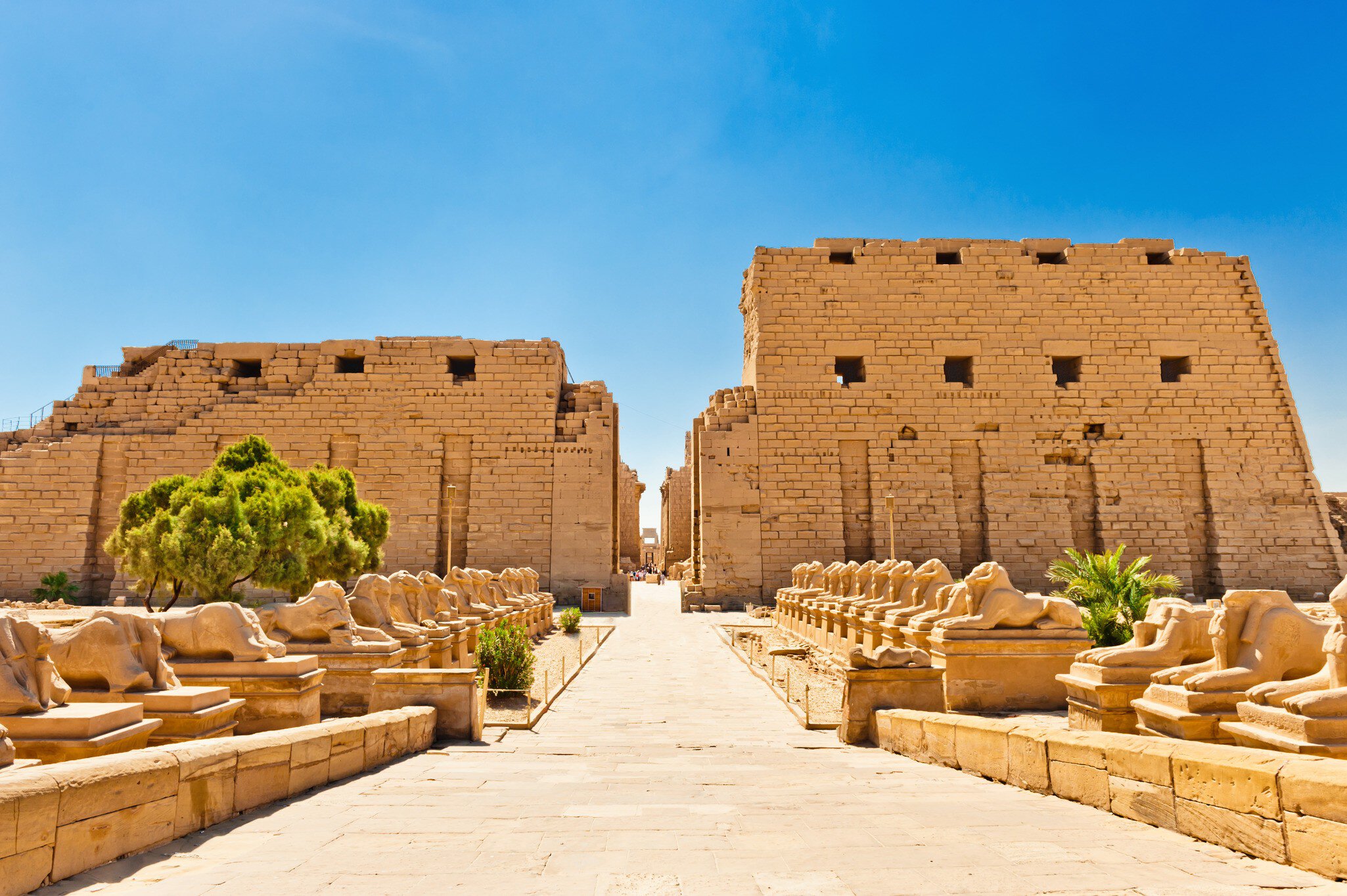 Ram-headed sphinxes ,Karnak Temple, Luxor, Egypt.