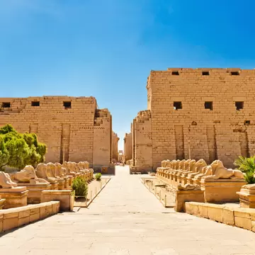 Ram-headed sphinxes ,Karnak Temple, Luxor, Egypt.