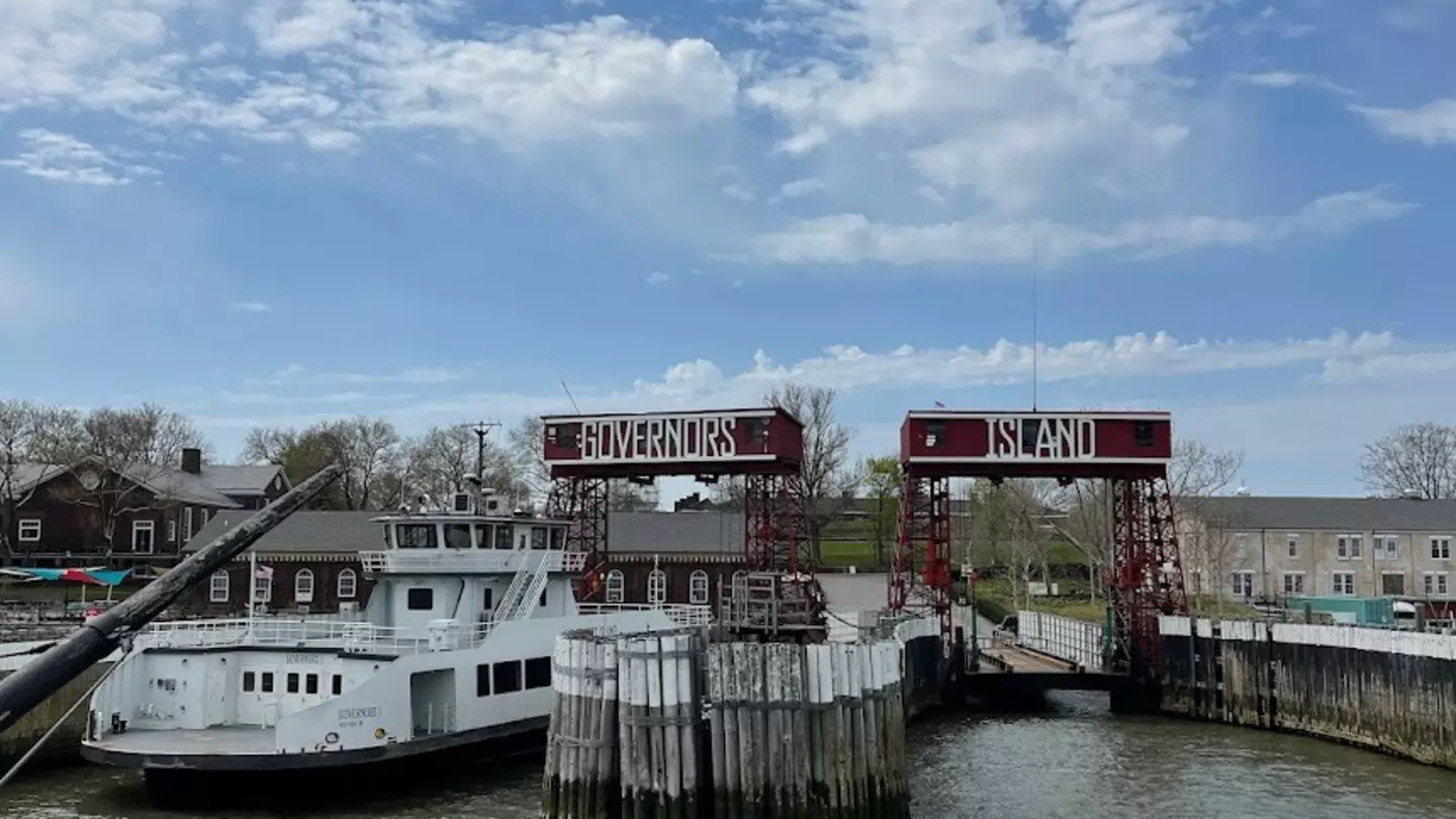 The ferry arriving to Governors Island, New York City