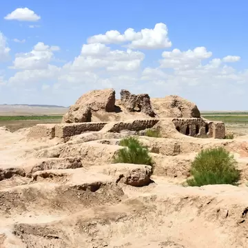 Ruins of the Toprak Qala fort in Uzbekistan.