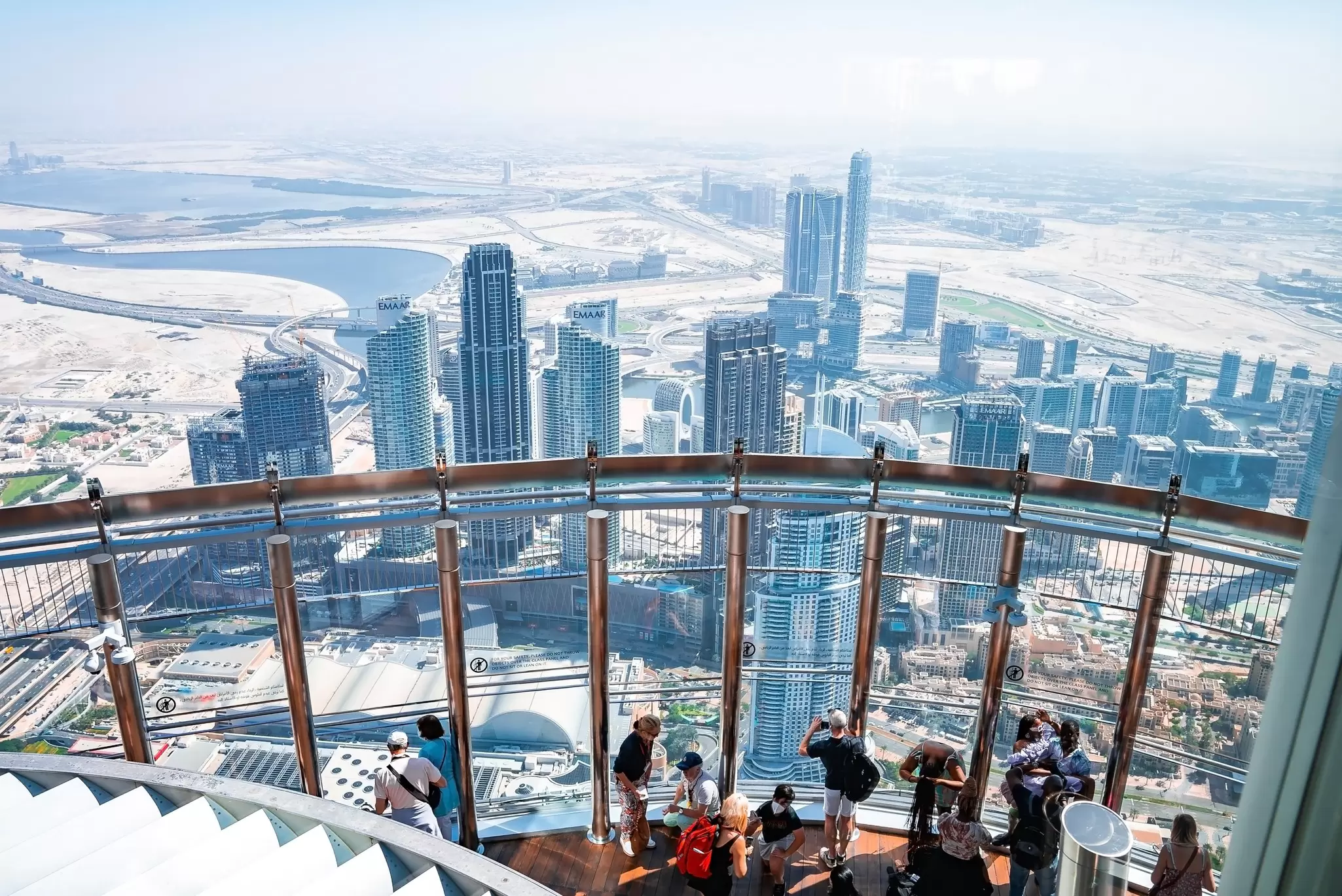 People on the observation deck at Burj Khalifa in Dubai, United Arab Emirates