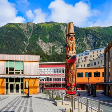 Juneau, Alaska - August 25, 2023 : Exterior of the Sealaska Heritage Institute in downtown Juneau, the capital city of Alaska, USA, License Type: media, Download Time: 2026-06-07T23:42:26.000Z, User: LP_MAyres, Editorial: true, purchase_order: 56530 - Guidebooks, job: Photo, client: 100 Weekends in the US, other: Marcy/Ayres