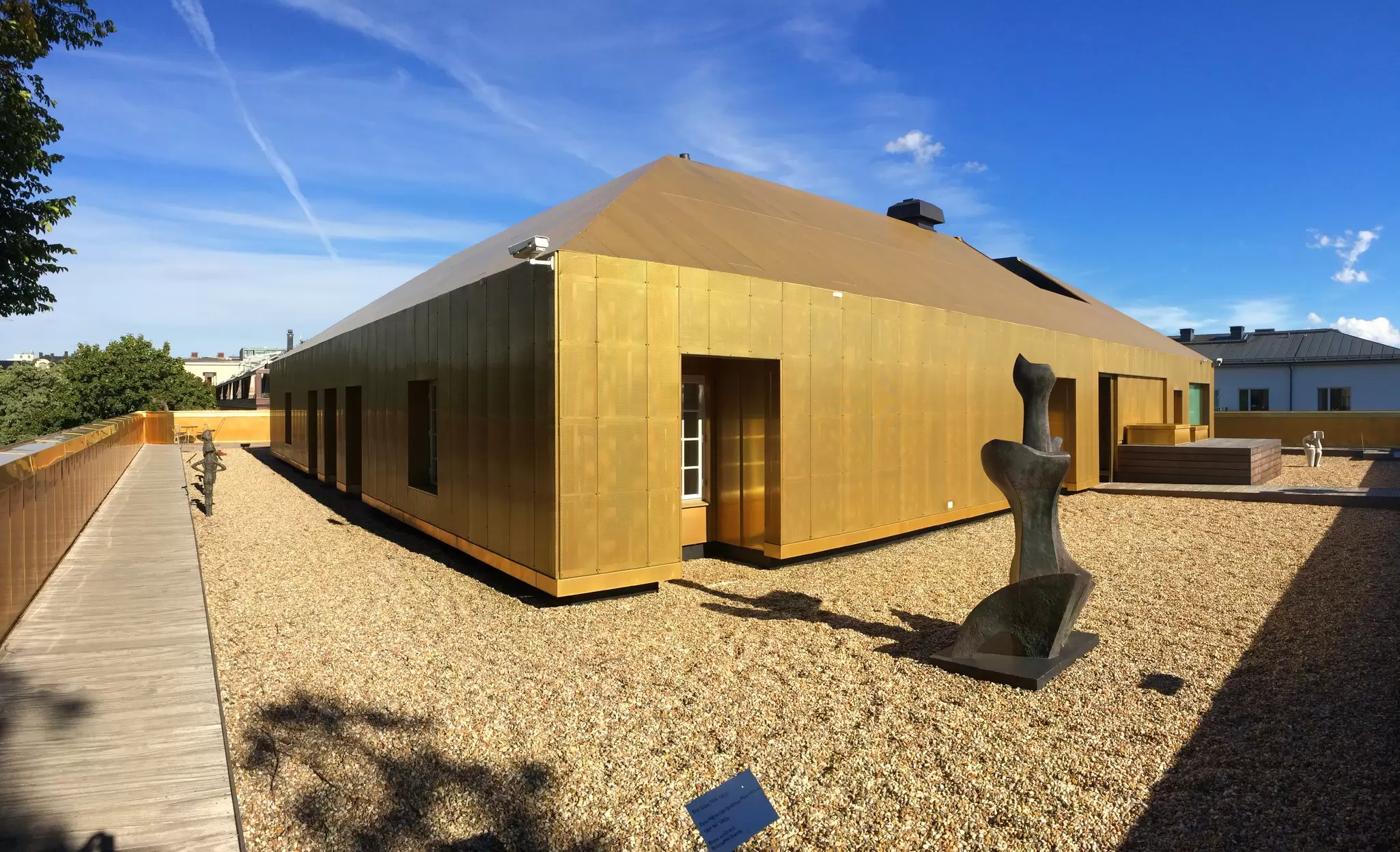 Stockholm / Sweden - August 24 2016: Rooftop golden Sven-Harrys Konstmuseum Art Museum by WingaÌŠrdh Arkitektkontor  License Type: media  Download Time: 2023-06-25T07:29:09.000Z  User: hannahblackie10  Is Editorial: Yes  purchase_order: 56530/Global Publishing WIP