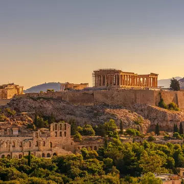 View of Acropolis of Athens with Parthenon and Erechtheion from Filopappou hill. Herodium, Lycabettus and Acropolis of Athens view from Filopappou hill a summer sunny day, License Type: media, Download Time: 2025-07-14T15:28:44.000Z, User: rhylton_redventures, Editorial: false, purchase_order: 65050 - Digital Destinations and Articles, job: Lonely Planet, client: wip, other: Rhianydd Hylton