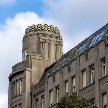 Palac Koruna, an Art Nouveau building in Prague, Czech Republic. 