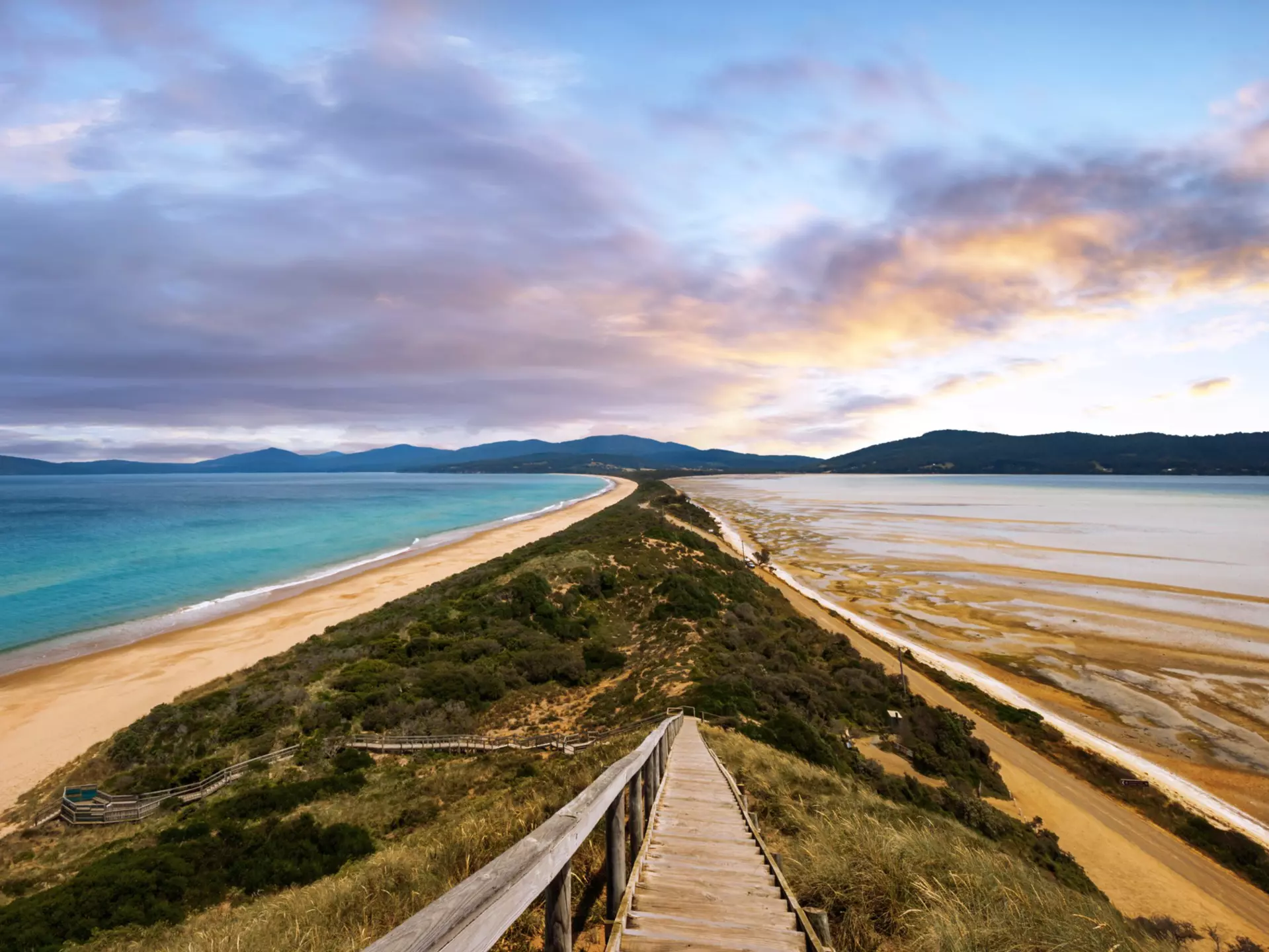 The Neck connects the two halves of Bruny Island separated by the D'Entrecasteaux Channel