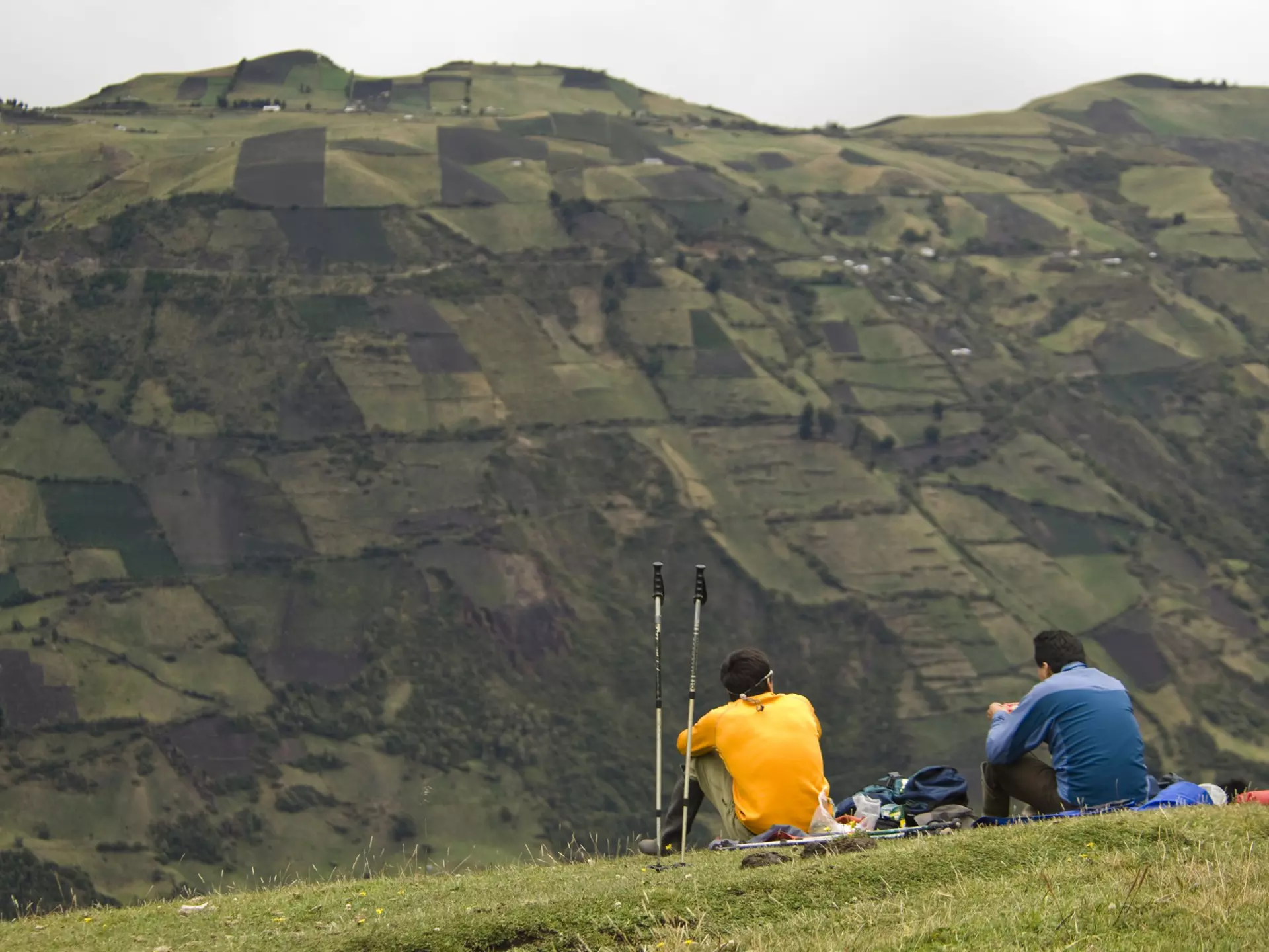 Hikers take a break outside of Riobamba, Ecuador. Heath Korvola/Getty Images