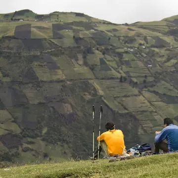 Hikers take a break outside of Riobamba, Ecuador. Heath Korvola/Getty Images