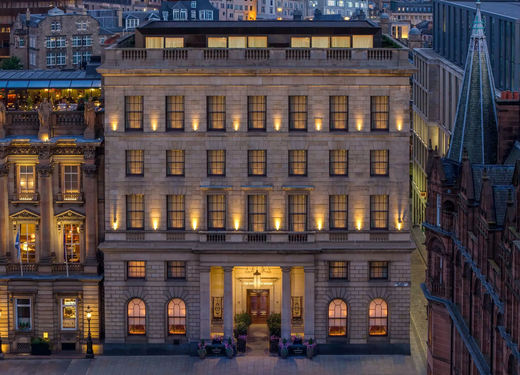 The historic frontage of The Edinburgh Grand hotel in Edinburgh, Scotland.