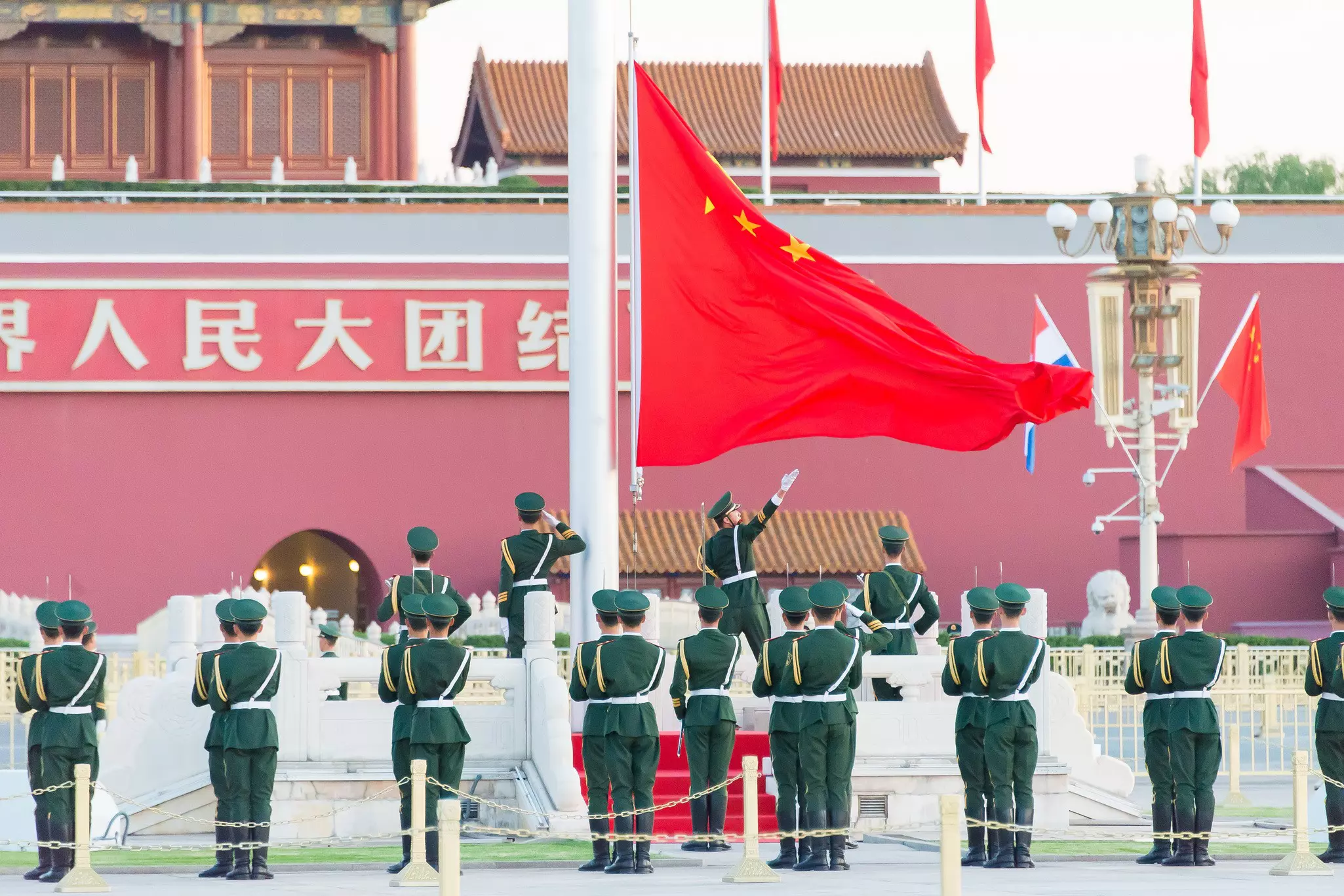 Flag Raising Ceremony in Tiananmen Square, Beijing, China.