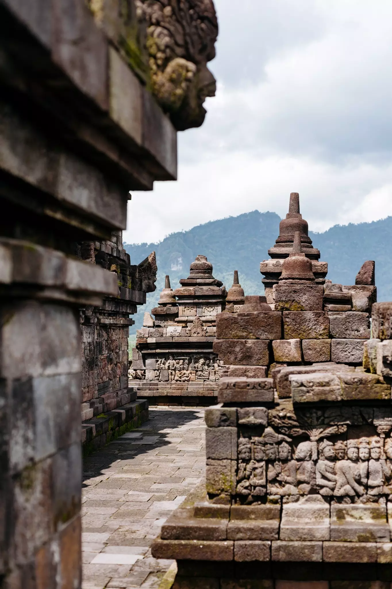 Ancient temples with engravings in their stones.