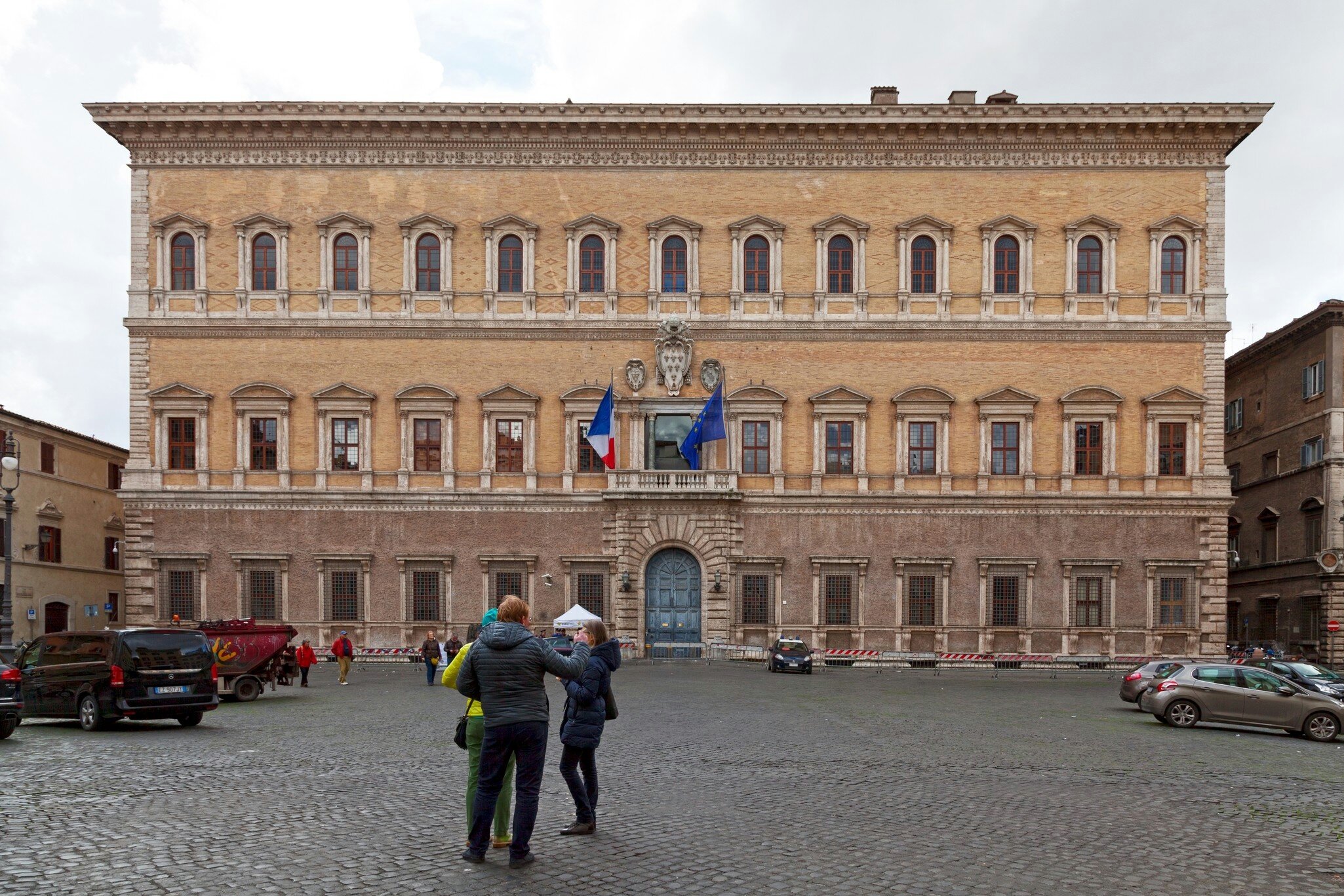 Exterior of the Palazzo Farnese in Rome, Italy.