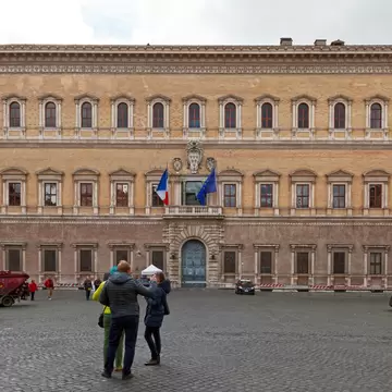Exterior of the Palazzo Farnese in Rome, Italy.