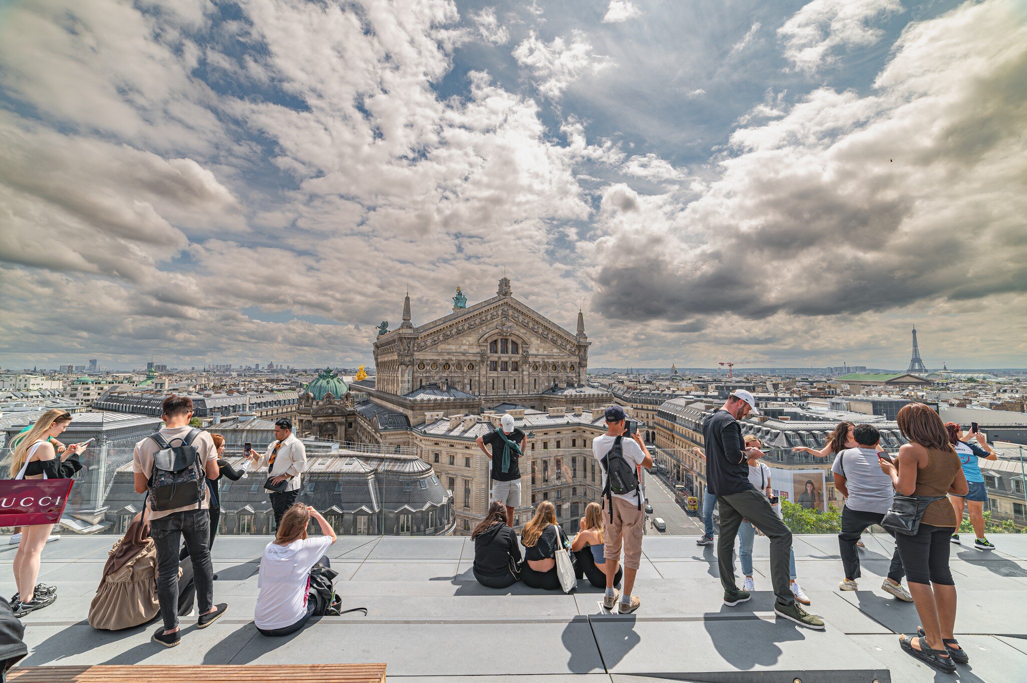 Paris, France. July 23, 2024. Galeries Lafayette rooftop observation deck with views of Paris from above., License Type: media, Download Time: 2025-10-03T16:00:11.000Z, User: nic.dhoedt_lonelyplanet, Editorial: true, purchase_order: 56530 - Guidebooks, job: Global Publishing WIP, client: Lonely Planet Pocket Paris 9, other: Nicolas D'Hoedt