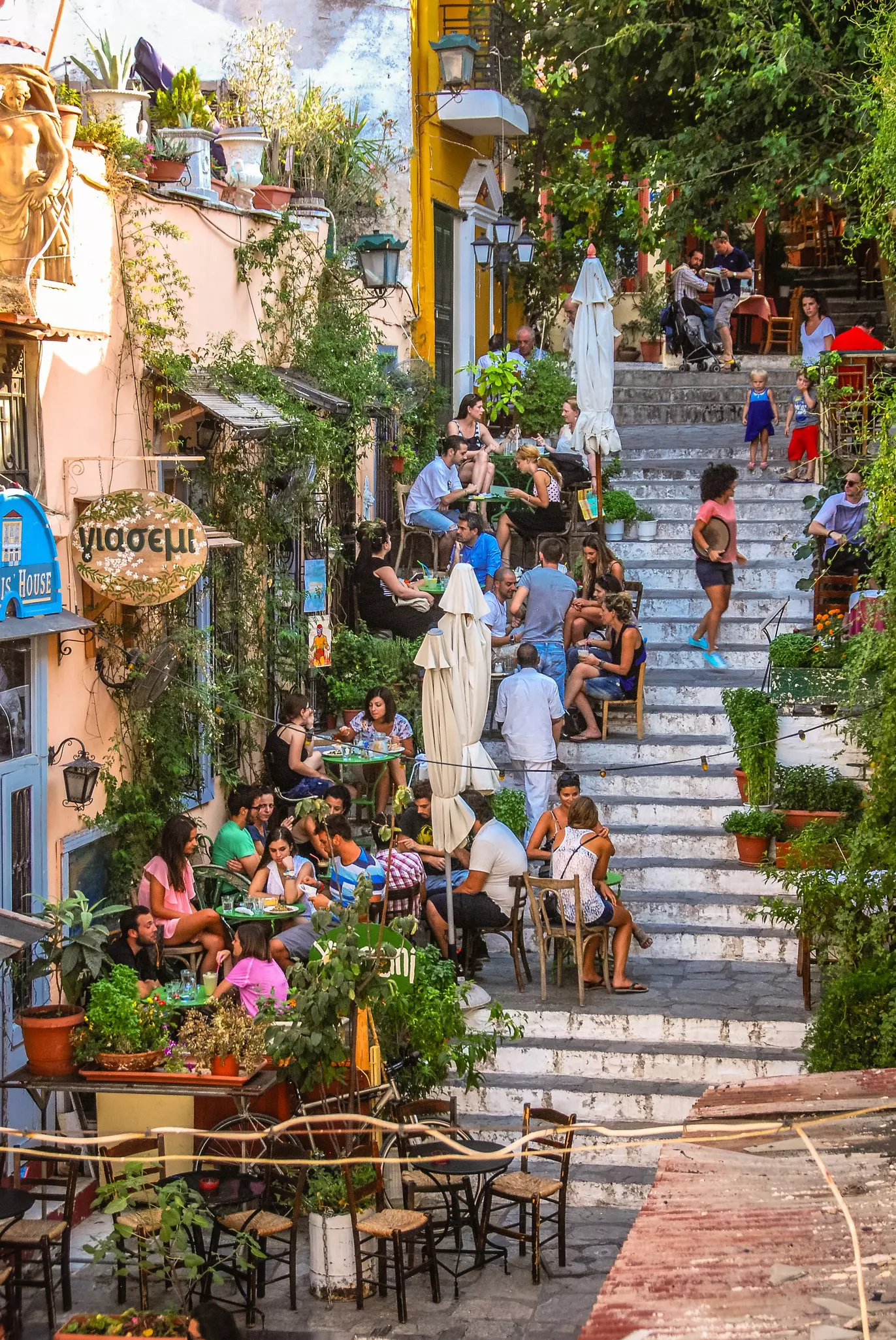 Al fresco dining in Athens' Plaka neighbourhood.