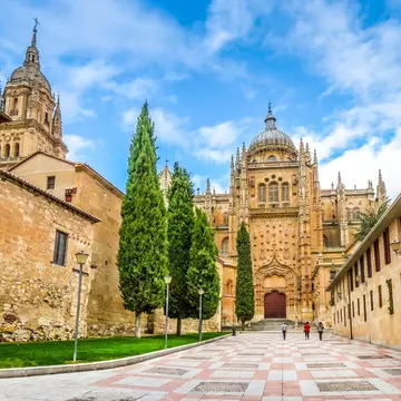 Beautiful view of Cathedral of Salamanca, Castilla y Leon region, Spain.