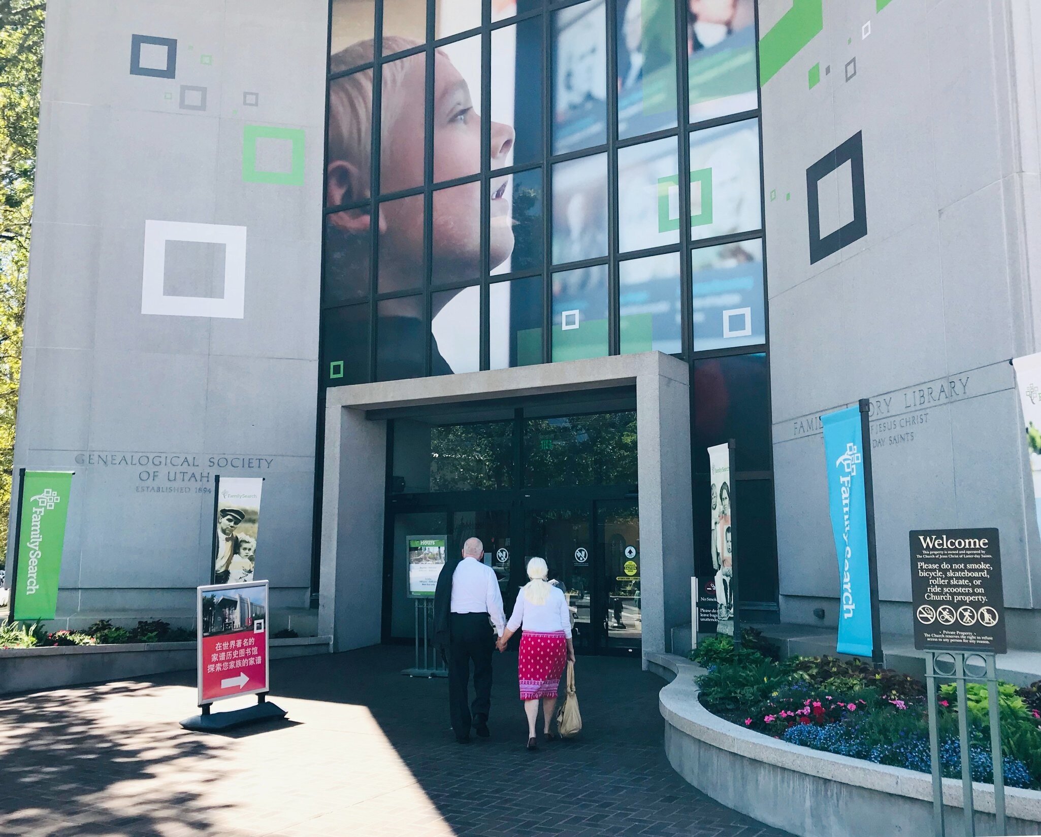 Salt Lake City, Utah, USA - July 30, 2019: Family History Library,  a genealogical research facility in Salt Lake City, operated by the Church of Jesus Christ of Latter-day Saints