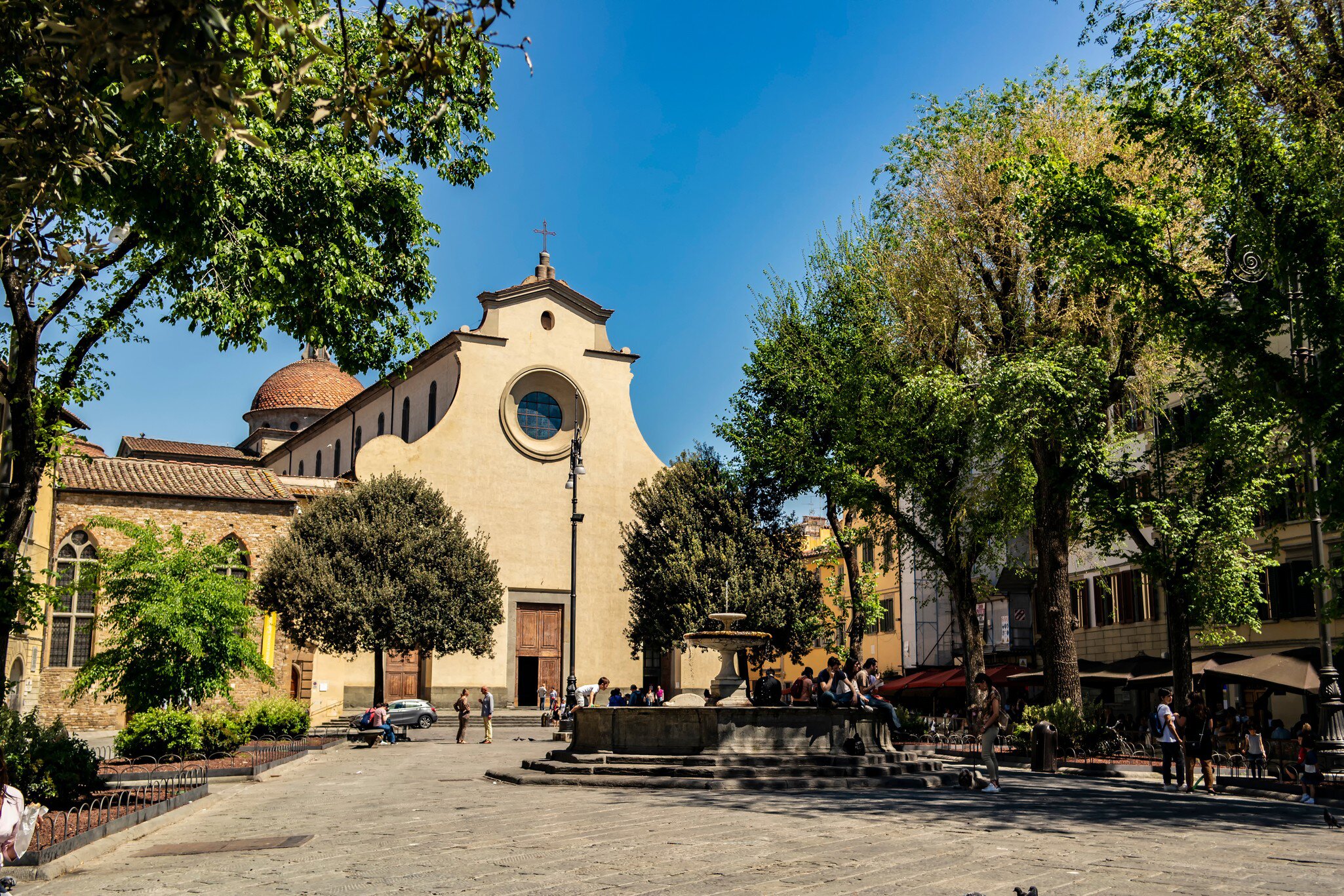 Facade view of the Santo Spirito church in Florence. 22 April 2018 Florence, Tuscany - Italy