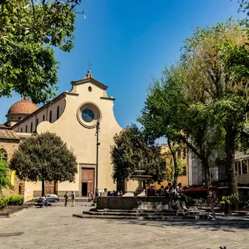 Facade view of the Santo Spirito church in Florence. 22 April 2018 Florence, Tuscany - Italy