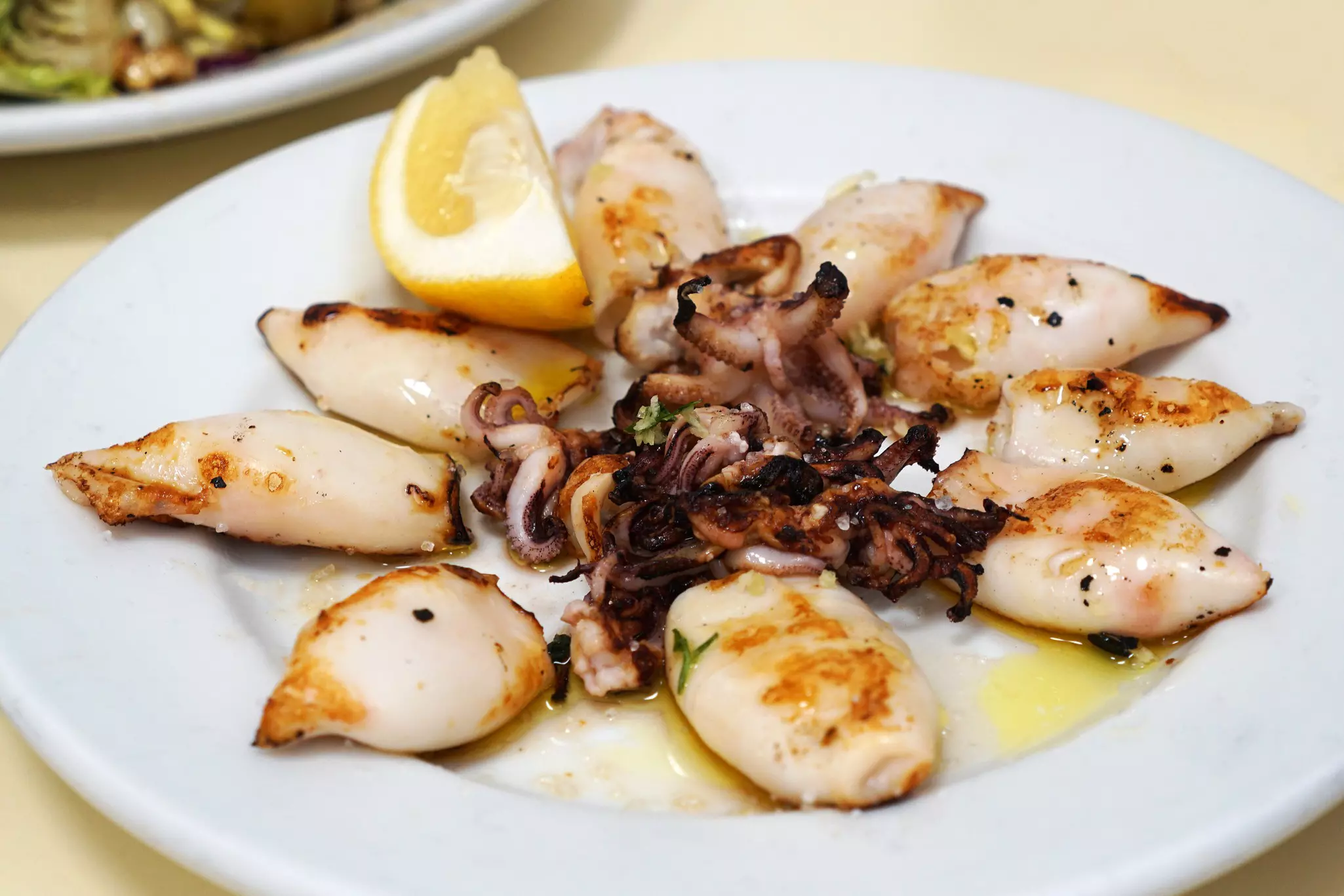 A plate of grilled baby cuttlefish in Andalucia, Spain.