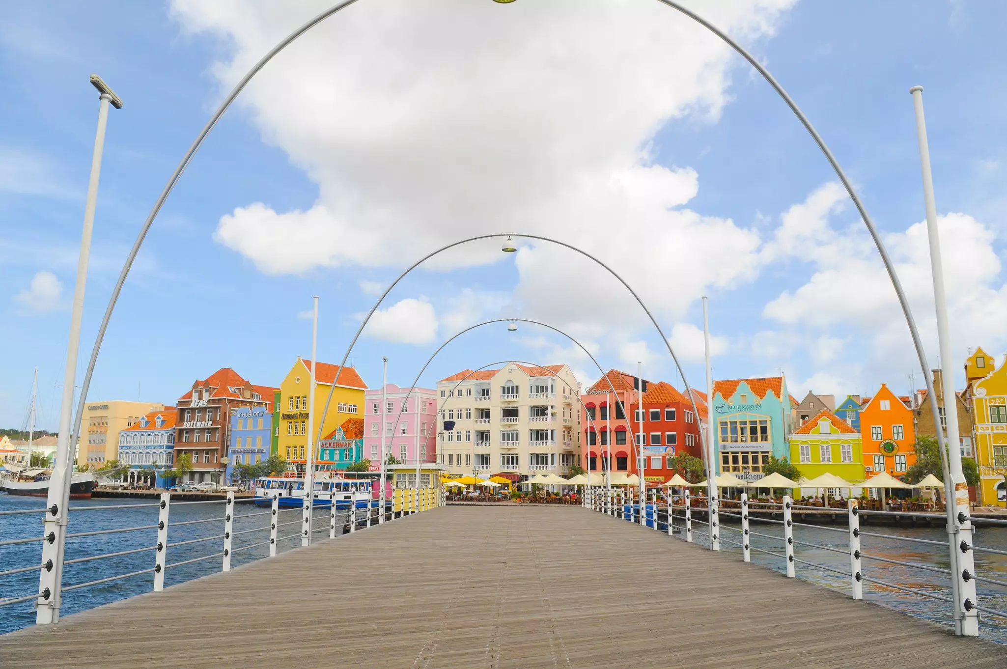 A view from Queen Emma Bridge, Willemstad, Curacao, Netherlands