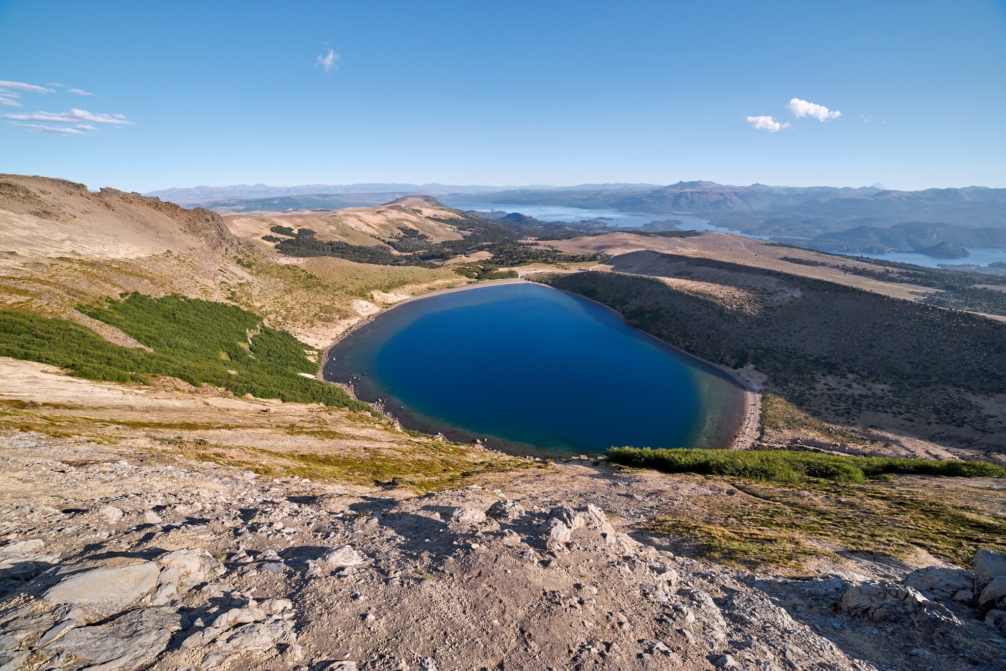 Batea Mahuida volcano crater in Patagonia, Argentina, Villa Pehuenia.