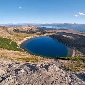 Batea Mahuida volcano crater in Patagonia, Argentina, Villa Pehuenia.