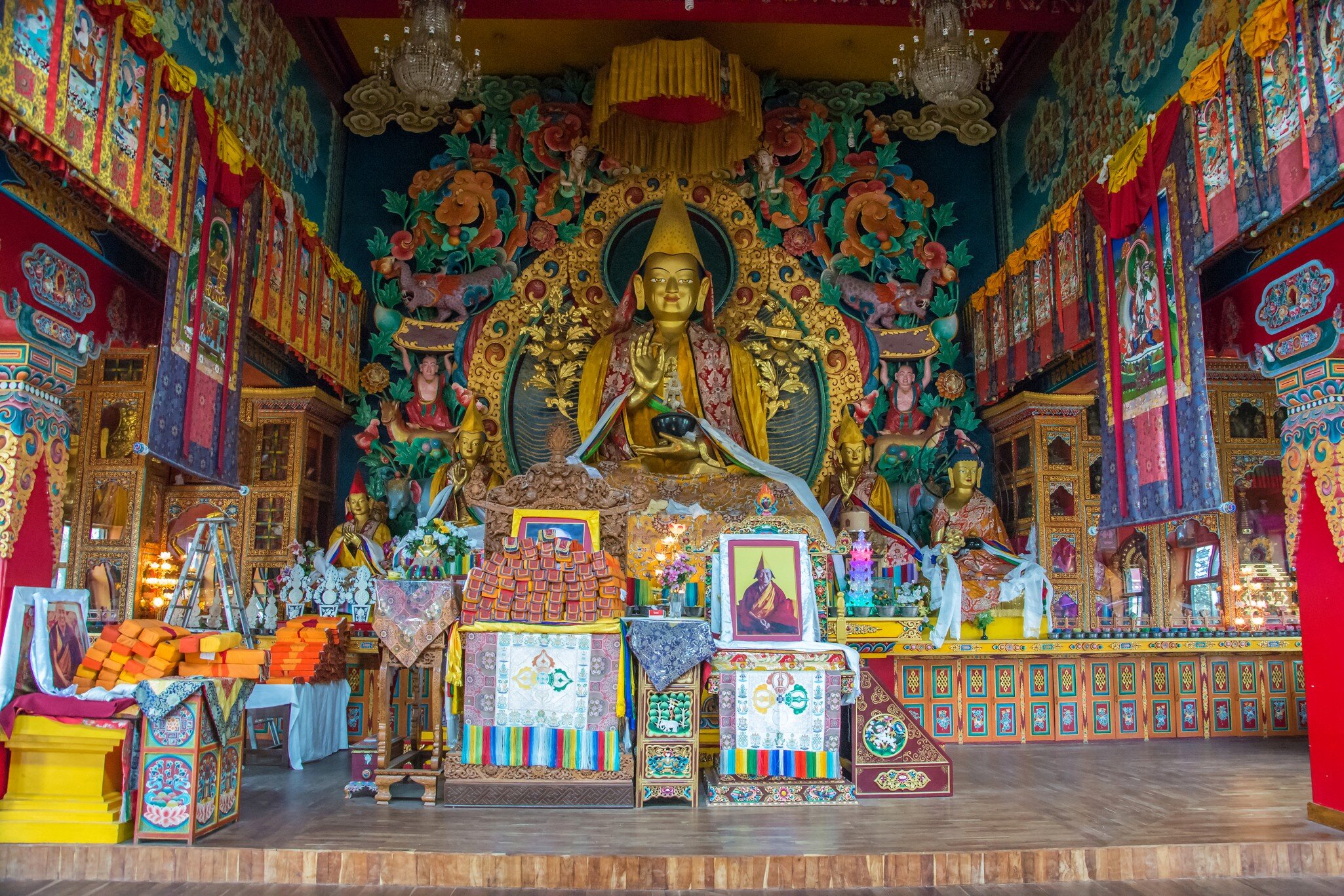 In the main temple of the Buddhist monastery Kopan, Kathmandu, Nepal.