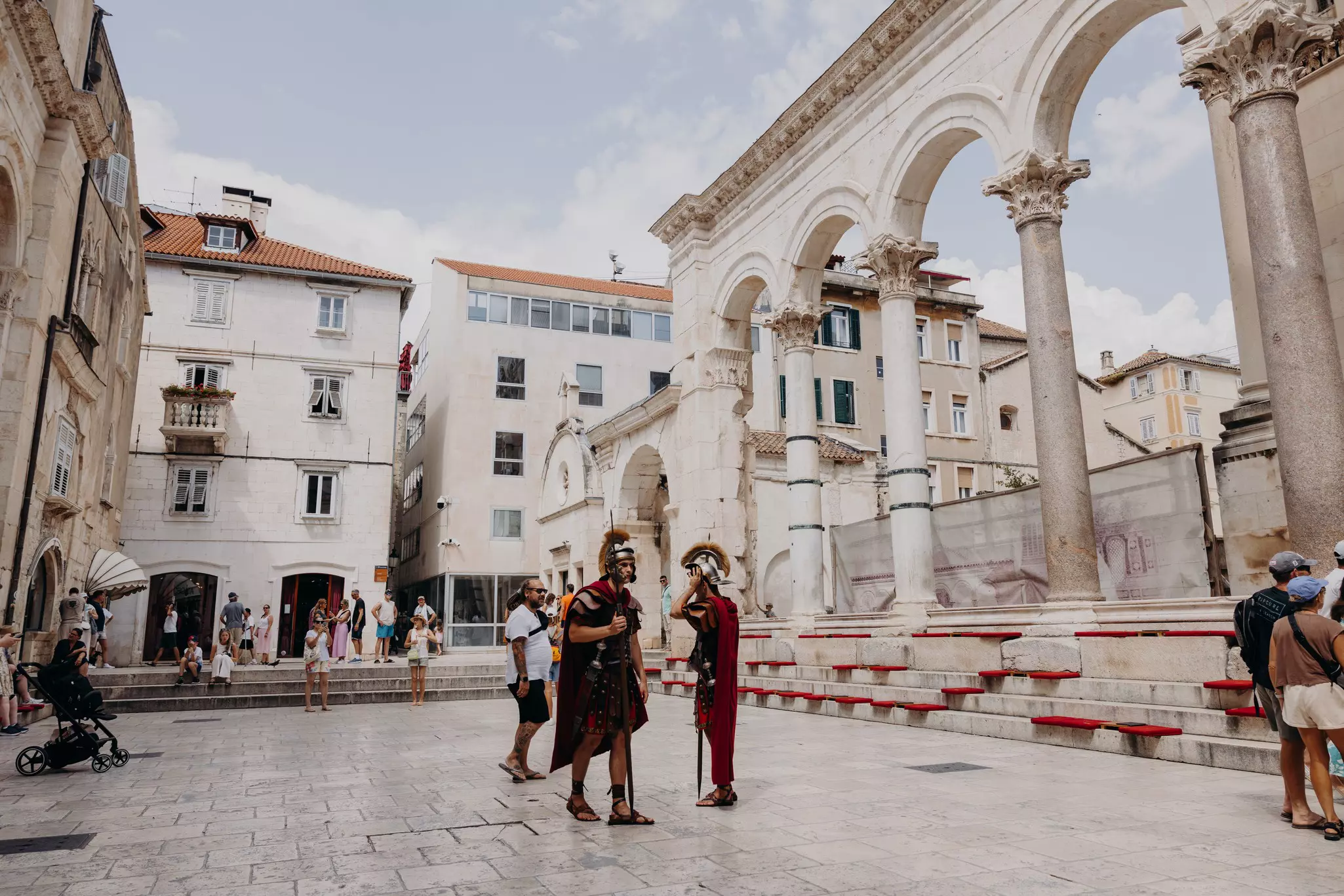 Street scene at Diocletian Palace in Split city center