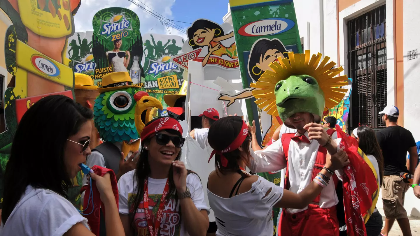Participants on the street during Saint Sebastian street festival.