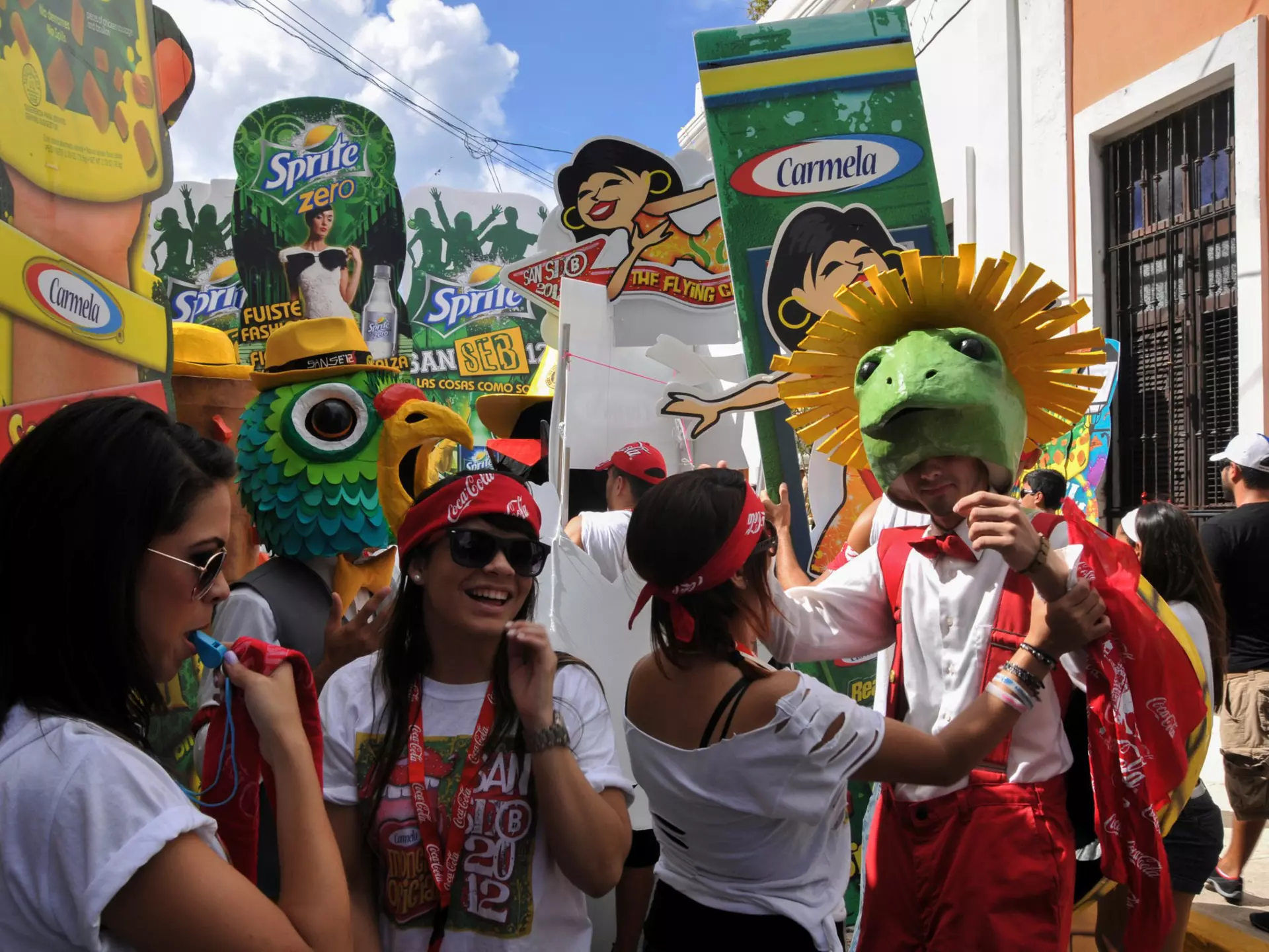 Participants on the street during Saint Sebastian street festival.