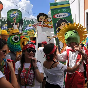 Participants on the street during Saint Sebastian street festival.