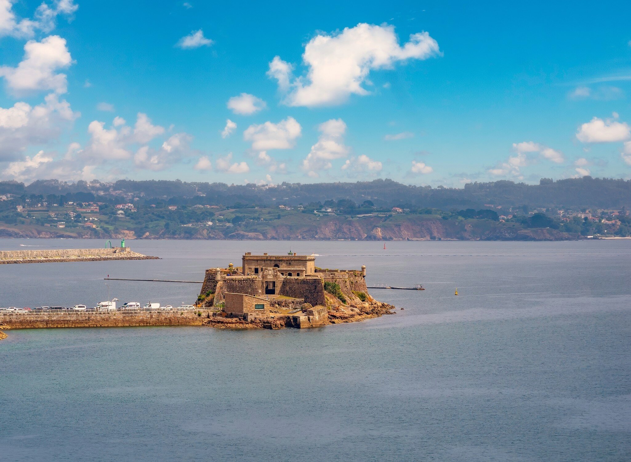 View of the Castillo de San Antón, housing the Museo Arqueológico e Histórico in A Coruña, Spain.