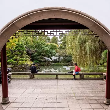 Entrance to the Dr. Sun Yat-Sen Classical Chinese Garden in Vancouver, BC, Canada.