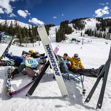 After you shred the Poly, hang out in the sun at The Beach at the Basin and you'll wonder why you ever went to a bar. Ian Zimmer for Arapahoe Basin