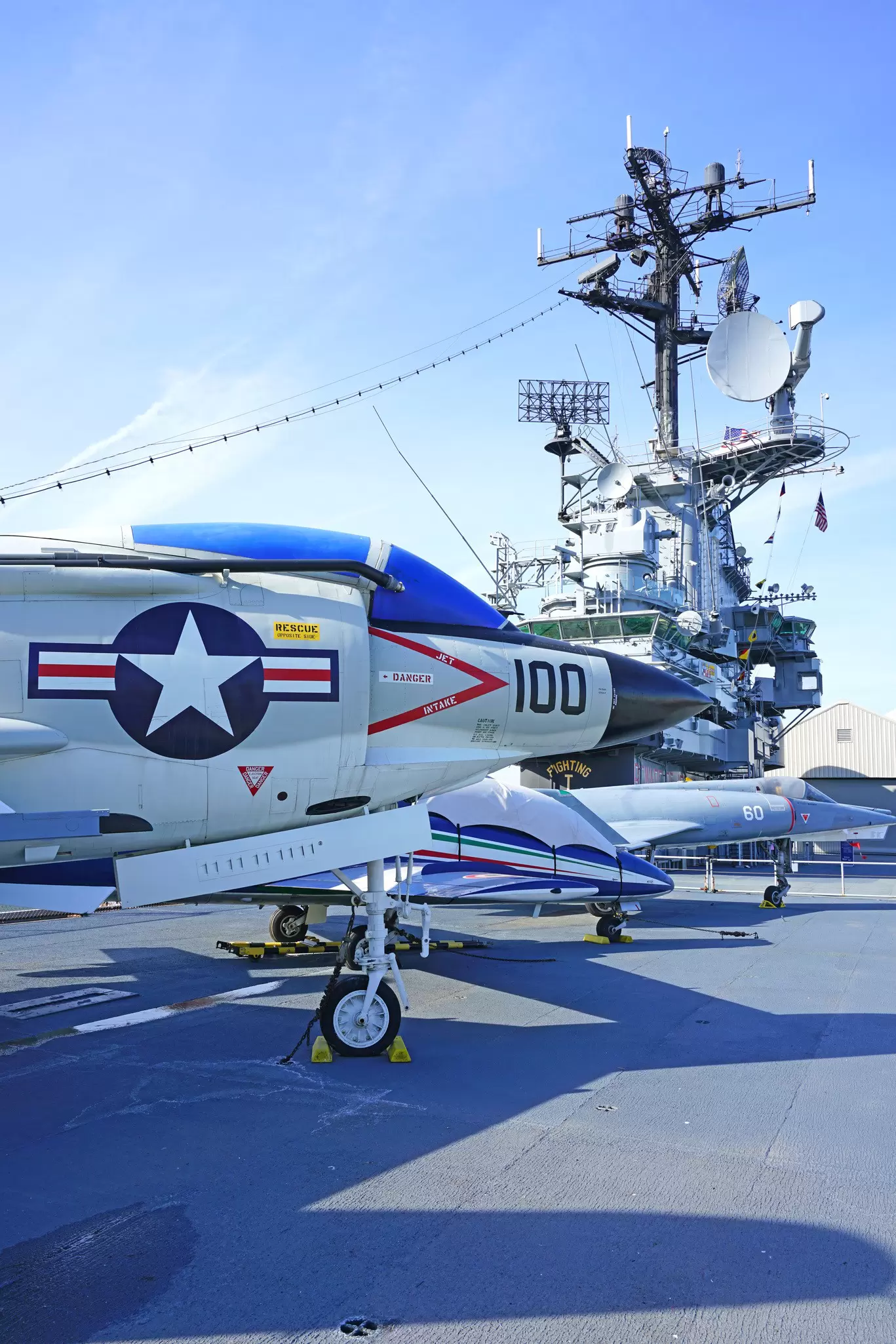 View across the flight deck of the USS Intrepid