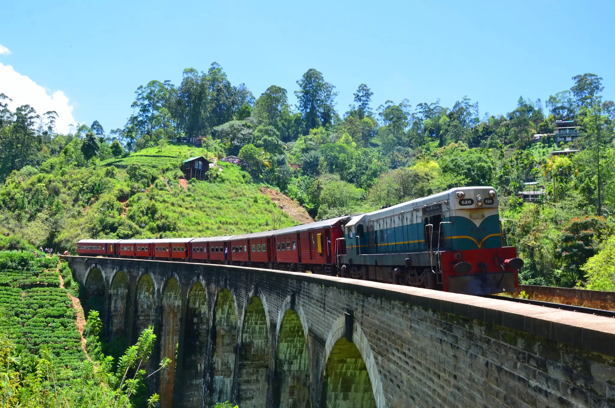 The train trip from Ella to Kandy in Sri Lanka, is one of the most scenic. peacefoo/Shutterstock
