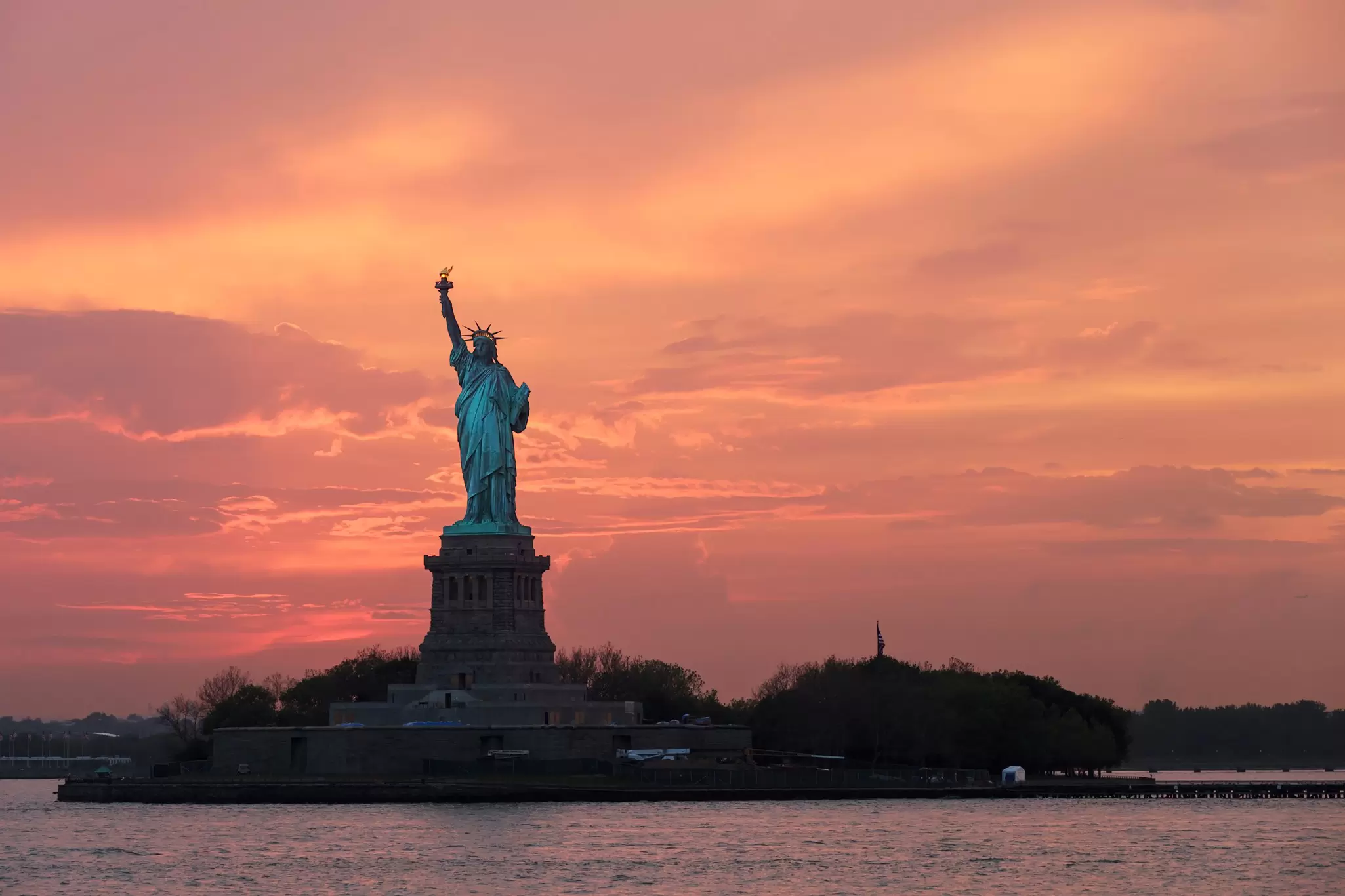 Statue of Liberty at sunset