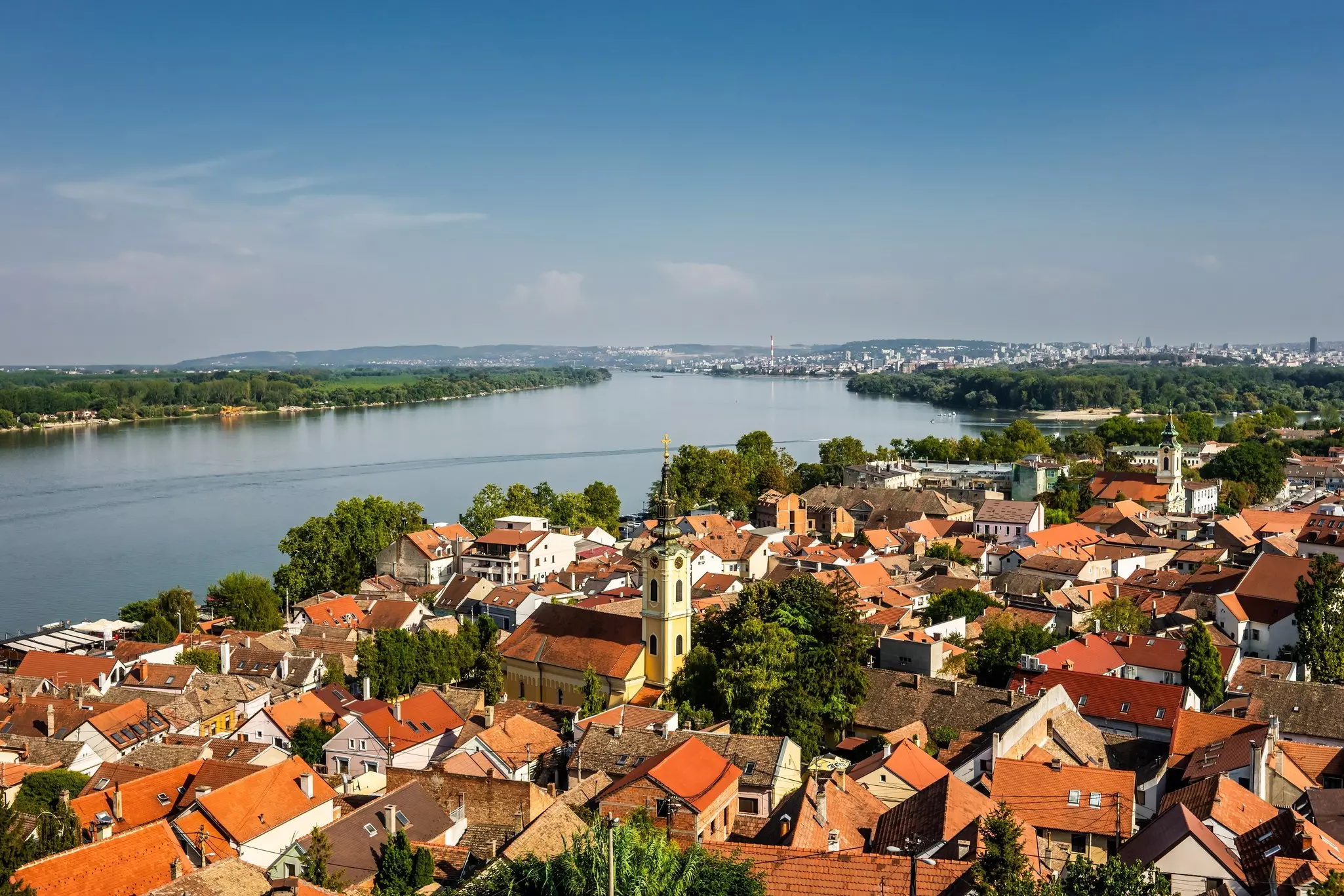View from the Gardos Tower of Belgrade sitting on the Danube River.