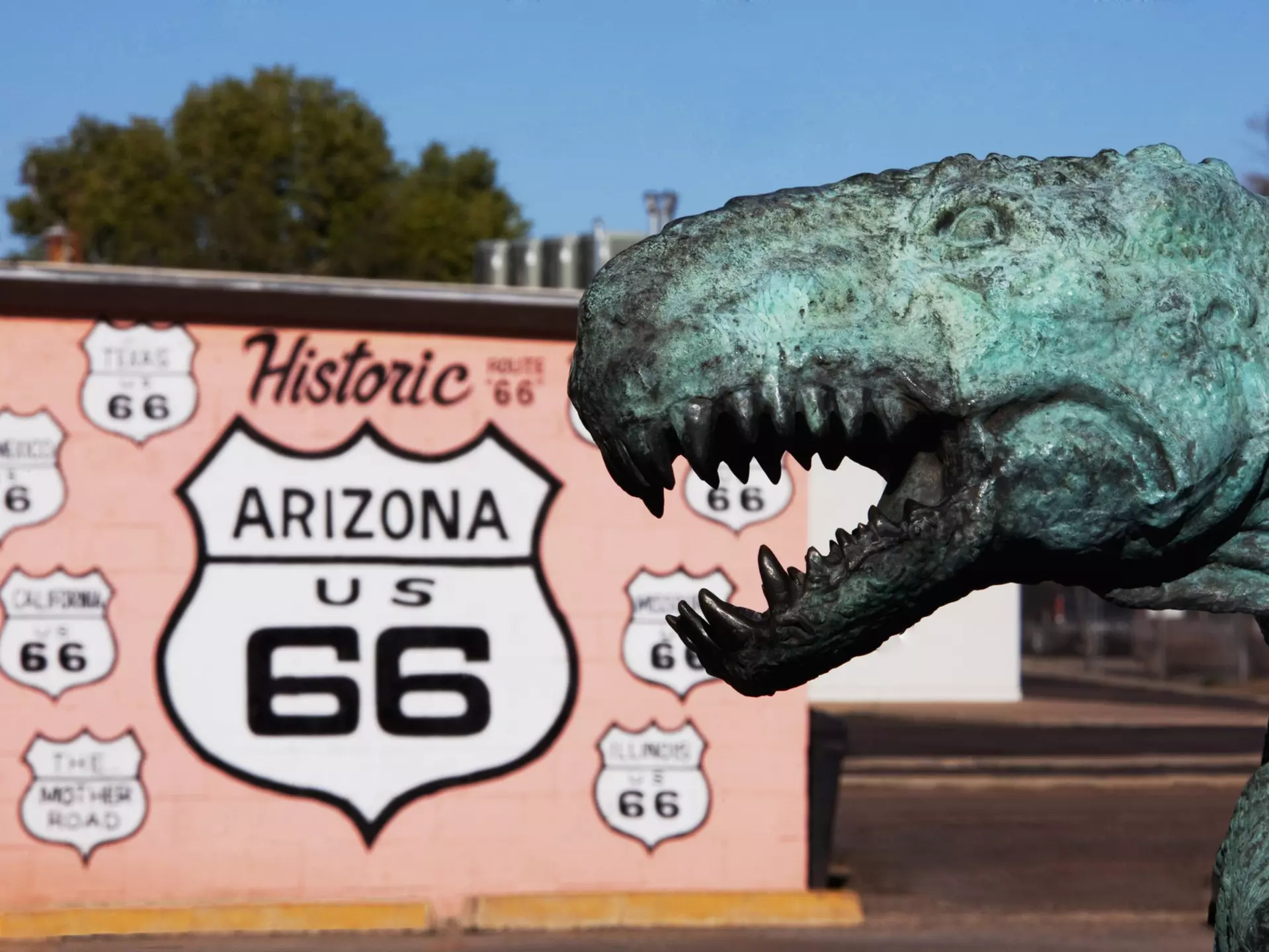 519517209
american culture, animal likeness, arizona, building, close up, color image, day, dinosaur, fierce, focus on foreground, freeway, heritage, historic, historical landmark, holbrook, horizontal, journey, nobody, nostalgia, outdoors, photography, road trip, route 66, sign, statue, tourism, tourist attraction, transportation, travel, travel destinations, united states, us 66