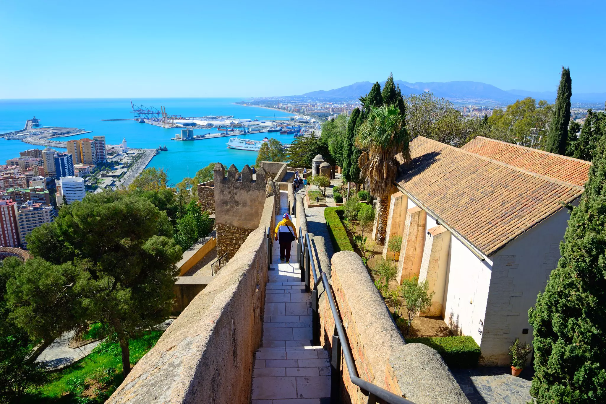 The walls of Castillo de Gibralfaro in Málaga, Spain.