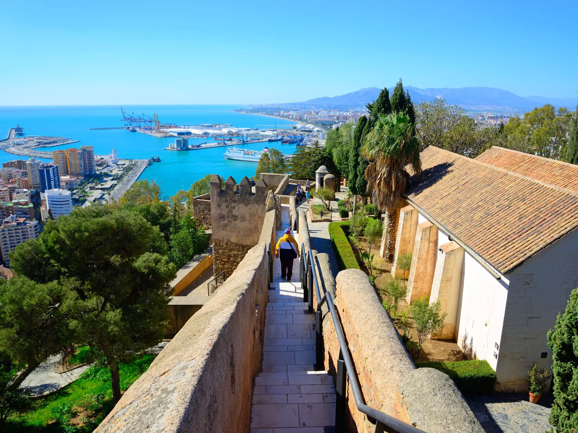The walls of Castillo de Gibralfaro in Málaga, Spain.