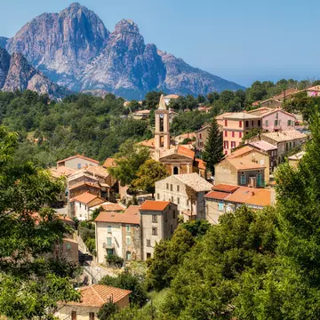 The Village of Evisa in the Corsican Mountains, France.
