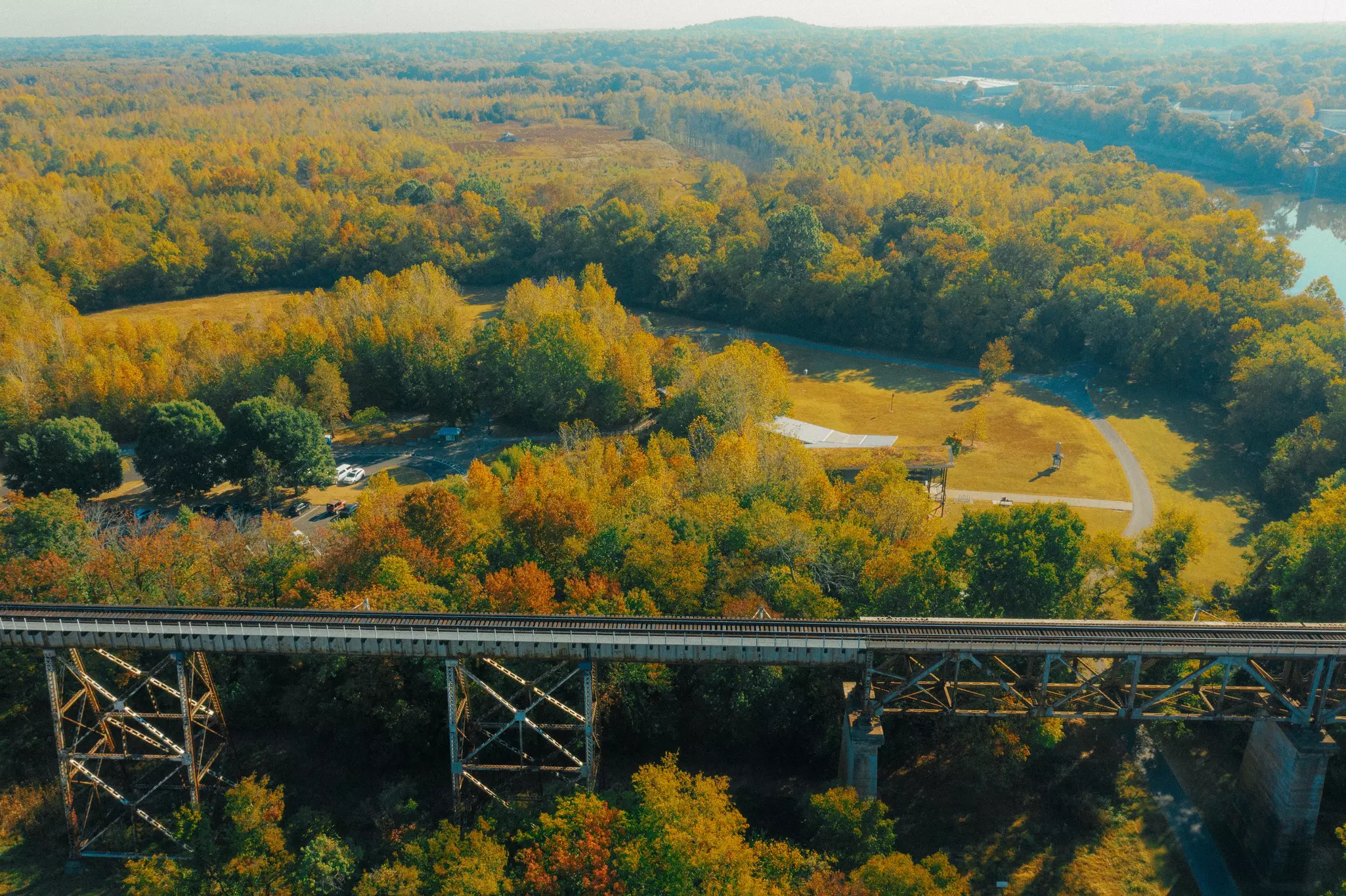 Aerial view of Shelby Bottoms Greenway and Natural Area