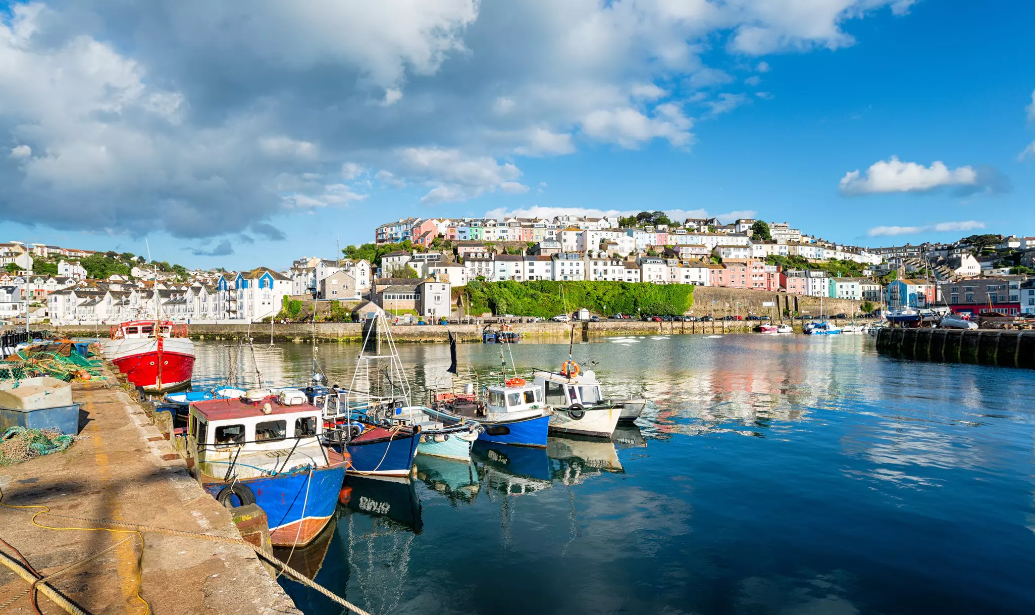 Fishing boats in the picturesque town of Brixham on the south coast of Devon.