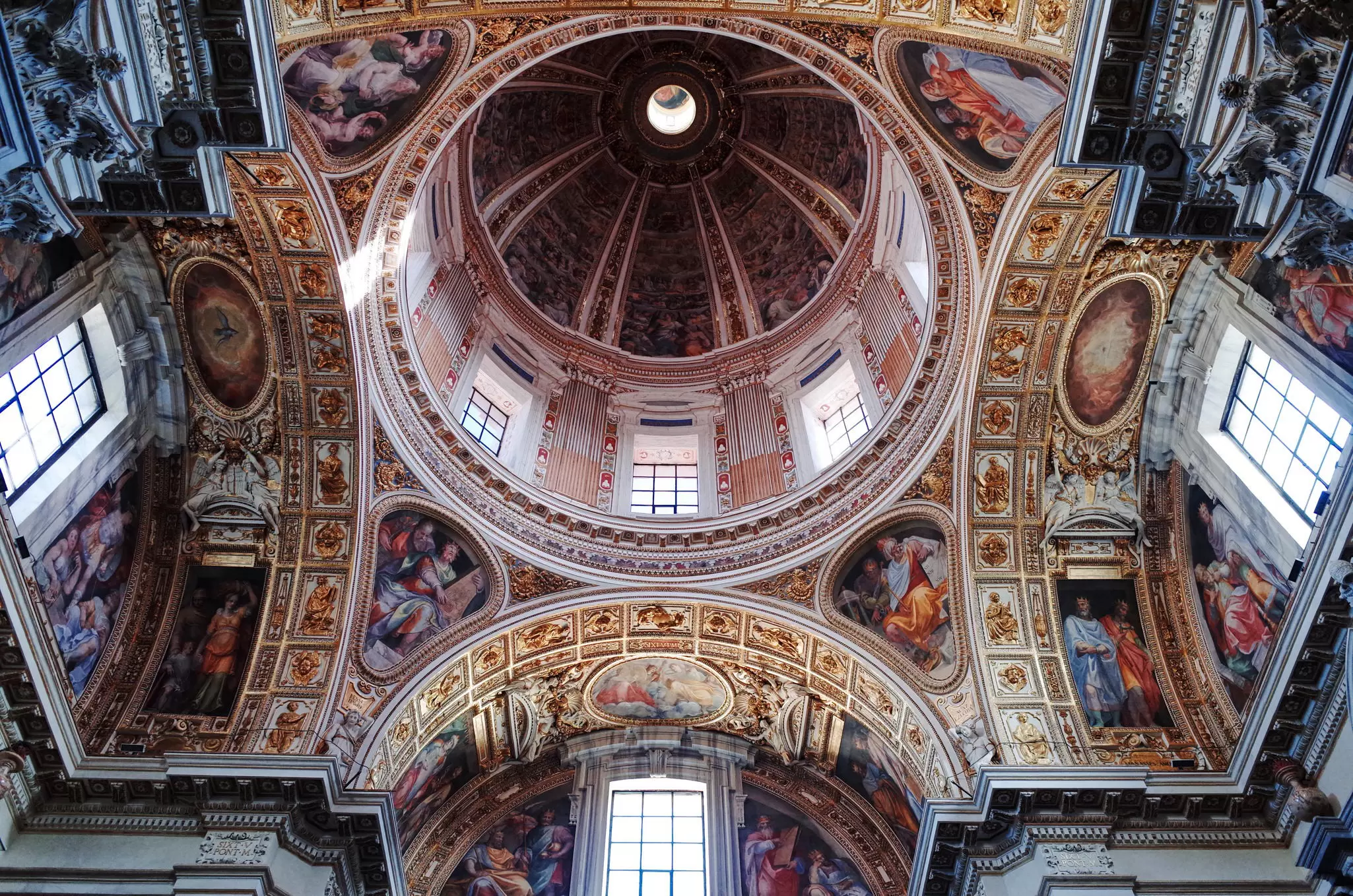Ceiling inside the Sistine Chapel within the Basilica di Santa Maria Maggiore in Rome, Italy.