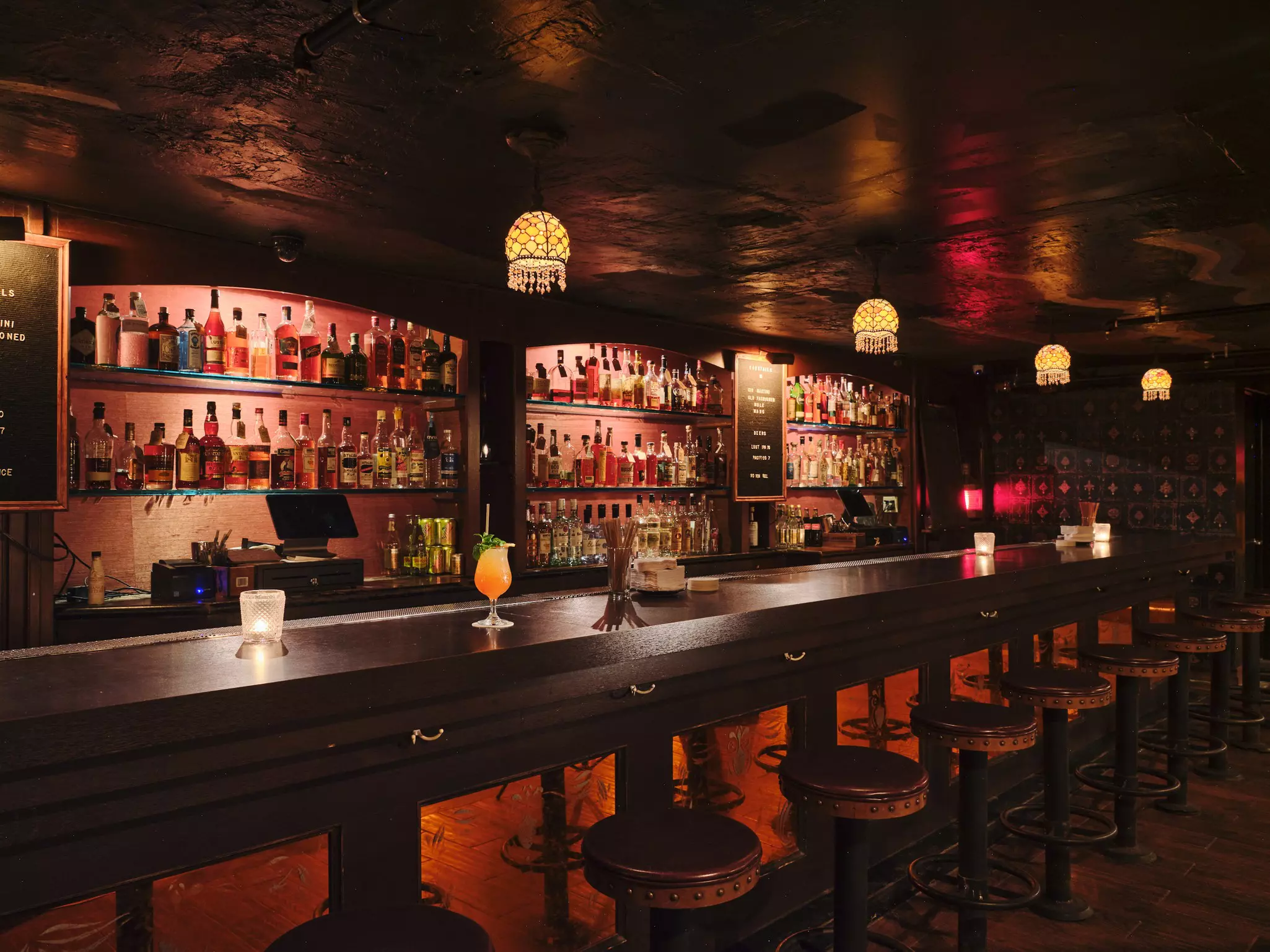 A bar with lanterns 